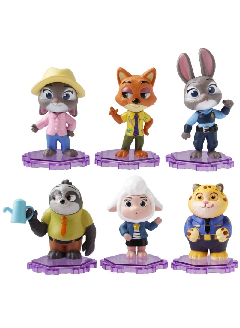 general 6-piece Zootopia figurine set suitable as car or desktop decoration cake topper can be gifted to friends and fans - Image 1