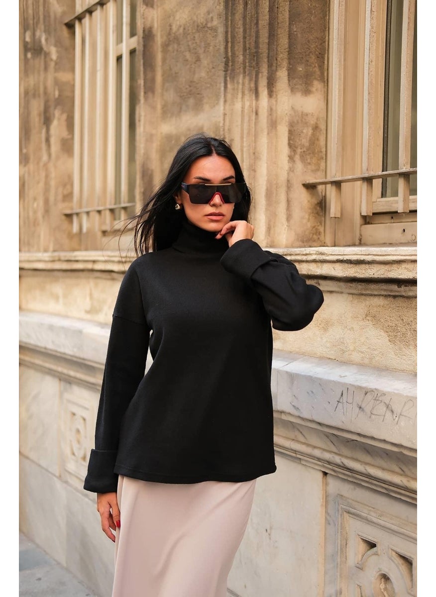 Sleeve Detailed Turtleneck Black Blouse - pzsku/Z3F3CA6A48FFB5C9164C8Z/45/_/1731910077/d6dbf3e5-baff-4312-a6b0-99ed74da9d33