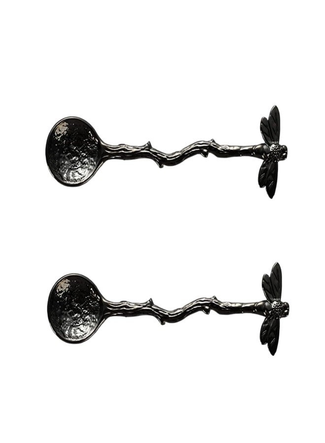 BWESOO 2Pcs Retro Dragonfly Stainless Steel Coffee Spoon, Dessert Teaspoon, Creative Kitchen Gadget (Antique Bronze) - Image 1