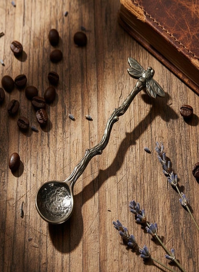 BWESOO 2Pcs Retro Dragonfly Stainless Steel Coffee Spoon, Dessert Teaspoon, Creative Kitchen Gadget (Antique Bronze) - Image 3