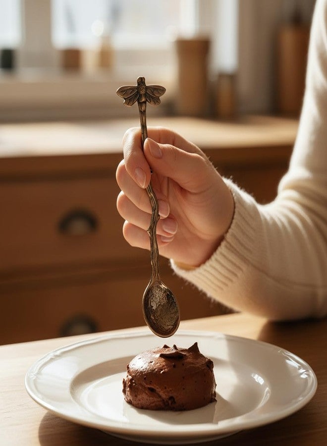 BWESOO 2Pcs Retro Dragonfly Stainless Steel Coffee Spoon, Dessert Teaspoon, Creative Kitchen Gadget (Antique Bronze) - Image 5