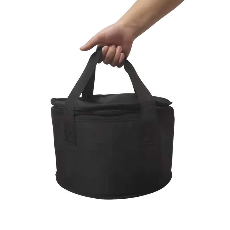 Luna GiftSet of 2 Polyester Fabric Round Thermal Casserole CarrierReusable Insulated Lunch Cooler BagPie Carrier for PotluckPicnicsCollapsible Cooler for HotCold Food11X7 inch Black Color