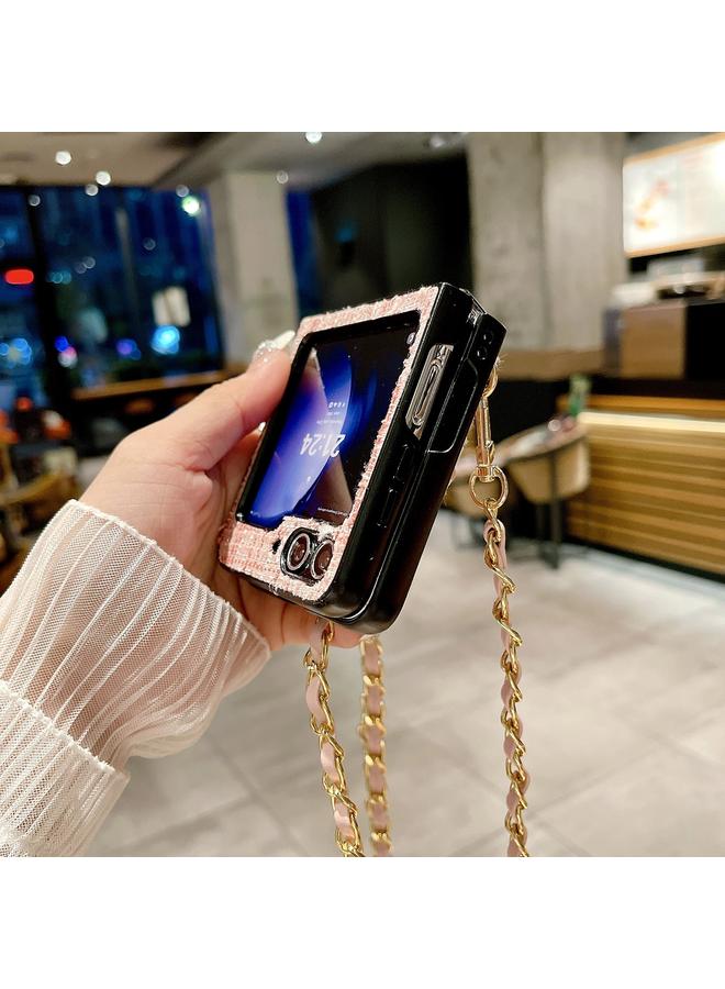 اس-توب جراب لهاتف Samsung Galaxy Z Flip6 من قماش الكاميليا المنقوش مع حبل طويل - Image 3