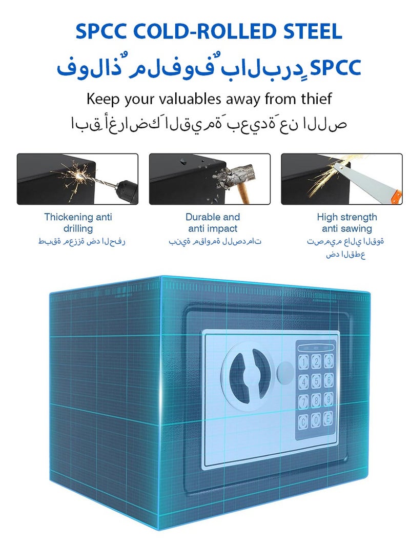 DPTER Security Safe - Digital Safe Electronic Steel Lock Box with Keypad to Protect Money, Jewelry, Passports for Home, Business or Travel Black - Image 4