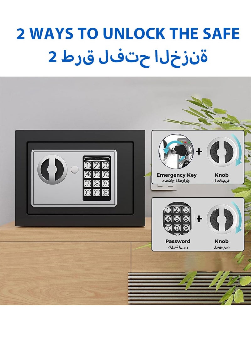 DPTER Security Safe - Digital Safe Electronic Steel Lock Box with Keypad to Protect Money, Jewelry, Passports for Home, Business or Travel Black - Image 2