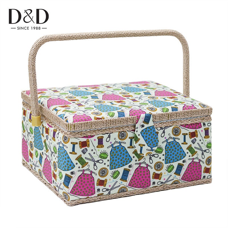D&D Sewing Kit Box with Tools, Large Storage Case for Needles, Thread, Scissors, Crochet Hooks, Travel Sewing Basket - Image 1