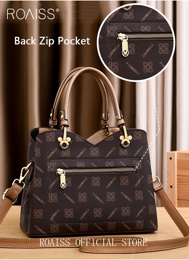 roaiss Classic Vintage Textured Handbag for Women with Pendant Decor and Gift Bag Trendy Large Capacity Shoulder Crossbody Bags in Luxury Print for Mother and Wife Suitable for Birthday Gift or Ramadan  - Image 2
