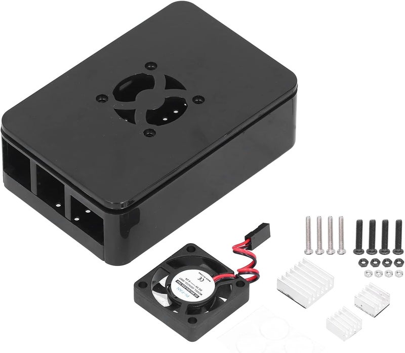 قاعدة ثابتة ومستقرة هيكل ABS مبرد لجهاز Raspberry Pi 4B، غلاف بلاستيكي مزود بمروحة تبديد حرارة – مروحة تبريد هادئة بقطر 40 مم، تصميم مشتت حراري، تحكم محسن في درجة الحرارة - Image 1