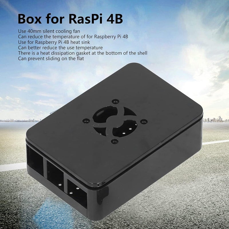 قاعدة ثابتة ومستقرة هيكل ABS مبرد لجهاز Raspberry Pi 4B، غلاف بلاستيكي مزود بمروحة تبديد حرارة – مروحة تبريد هادئة بقطر 40 مم، تصميم مشتت حراري، تحكم محسن في درجة الحرارة - Image 3
