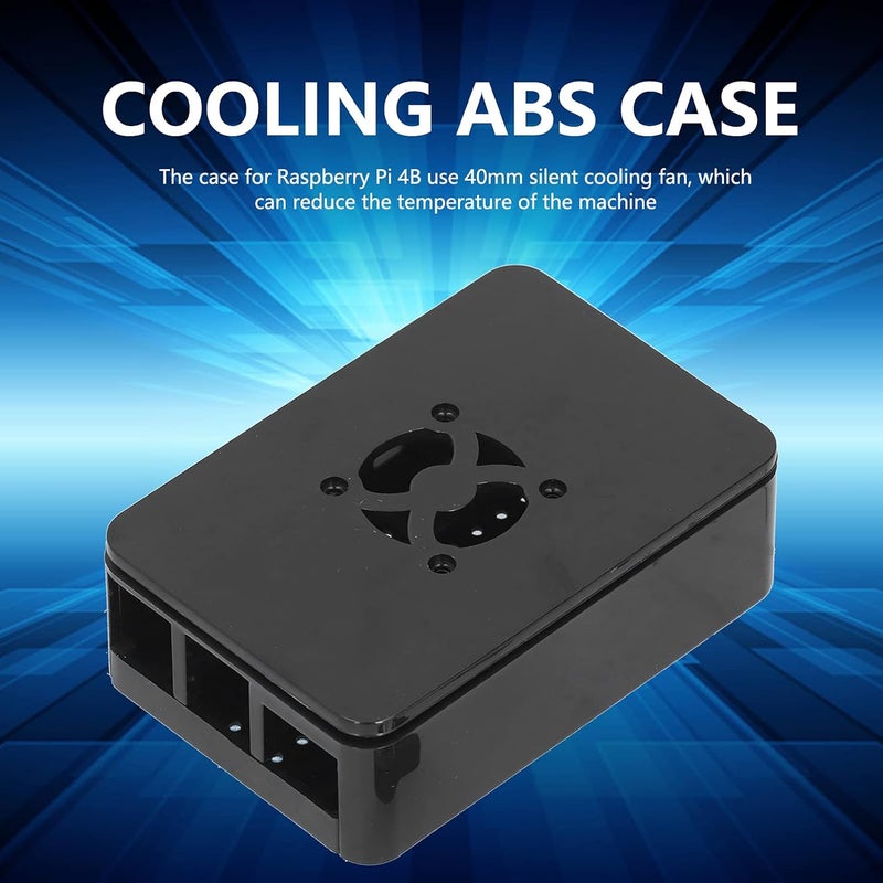 قاعدة ثابتة ومستقرة هيكل ABS مبرد لجهاز Raspberry Pi 4B، غلاف بلاستيكي مزود بمروحة تبديد حرارة – مروحة تبريد هادئة بقطر 40 مم، تصميم مشتت حراري، تحكم محسن في درجة الحرارة - Image 2