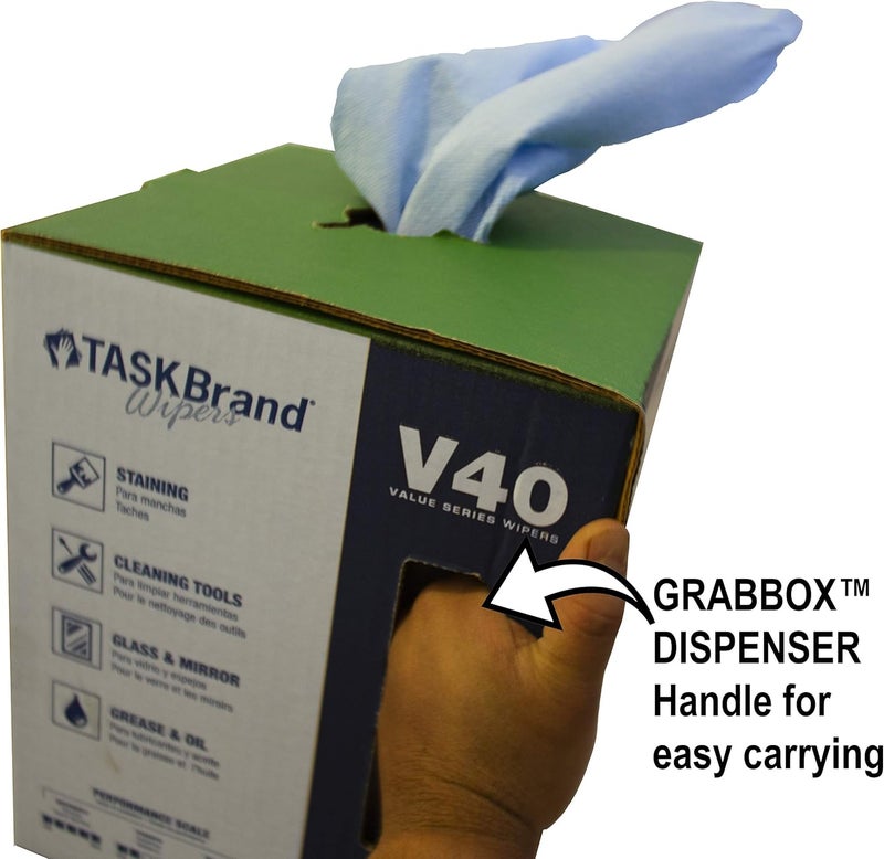 TaskBrand N-V040CGB Blue V40 Value Series Center Pull Wiper Sheets, All-Purpose Disposable Cleaning Towels, 10 x 11.5 Inches, Blue, Roll of 200 - Image 5