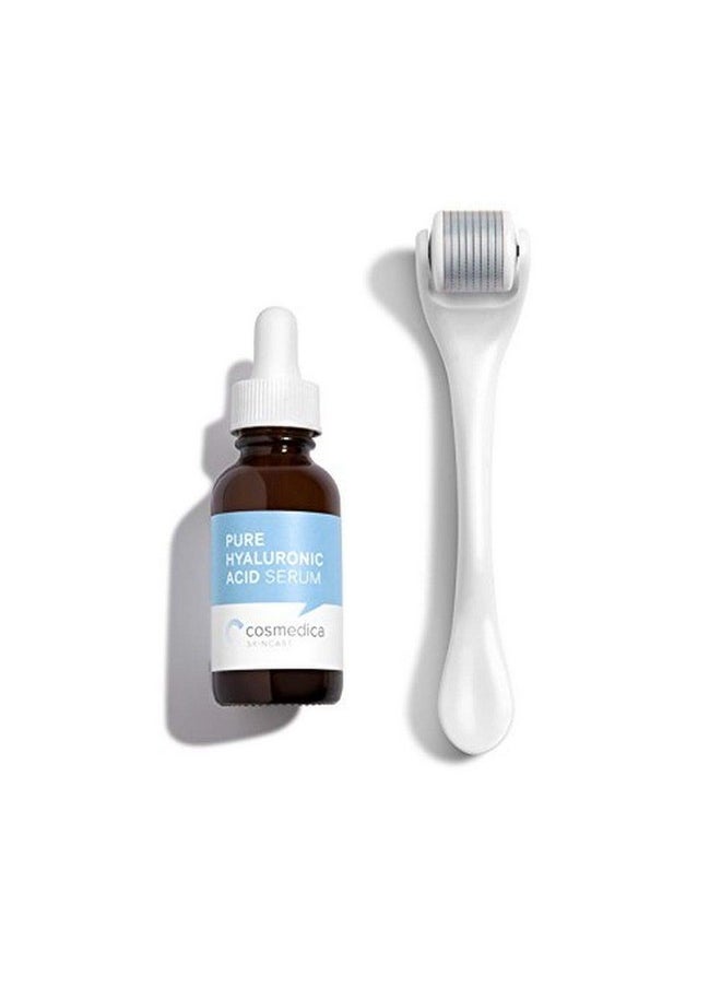 Cosmedica Skincare Cosmedica Instant Glow Kit: Microneedle Roller Cosmetic Needling Instrument For Face and Cosmedica's Pure Hyaluronic Acid Serum 1 oz. 