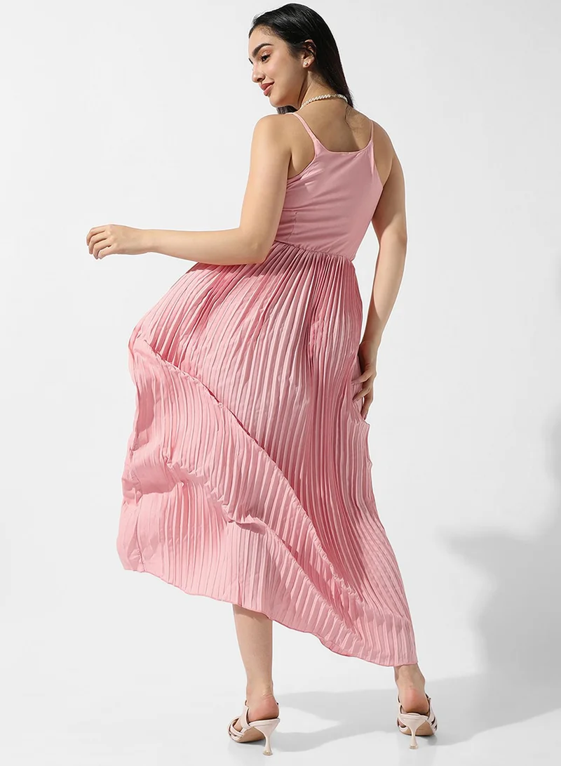 PINACOLADA  Women's Baby Pink Pleated Maxi Dress for Women | Best Price UAE