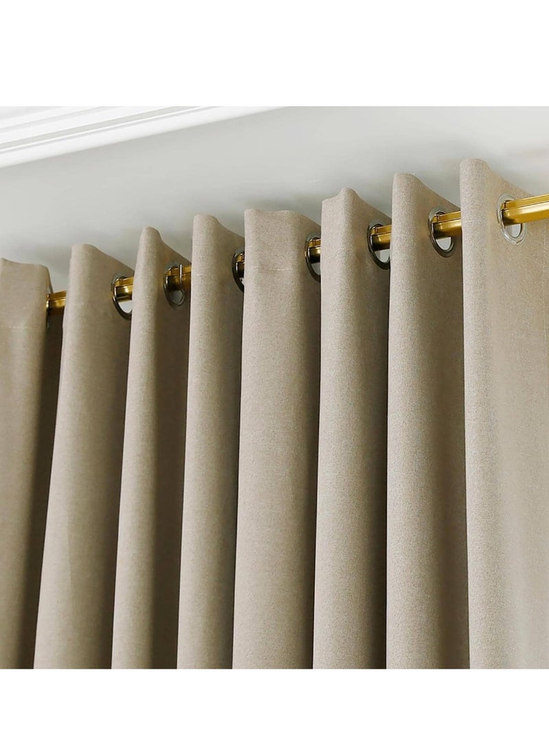 Umeema Blackout Window and Door Curtains for Bedroom, Living room with Grommet Top (Width 150cm and Length 270cm) Two pieces set. (Beige)  - Image 3