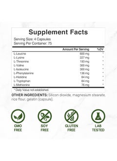 DEAL SUPPLEMENT Essential Amino Acids (Eaa) 2000Mg Per Serving, 300 Capsules – Unflavored - 9 In 1, All Bcaas (Branched-Chain Aminos) – Lean Muscle Support & Natural Pre Workout Supplement  - Image 2