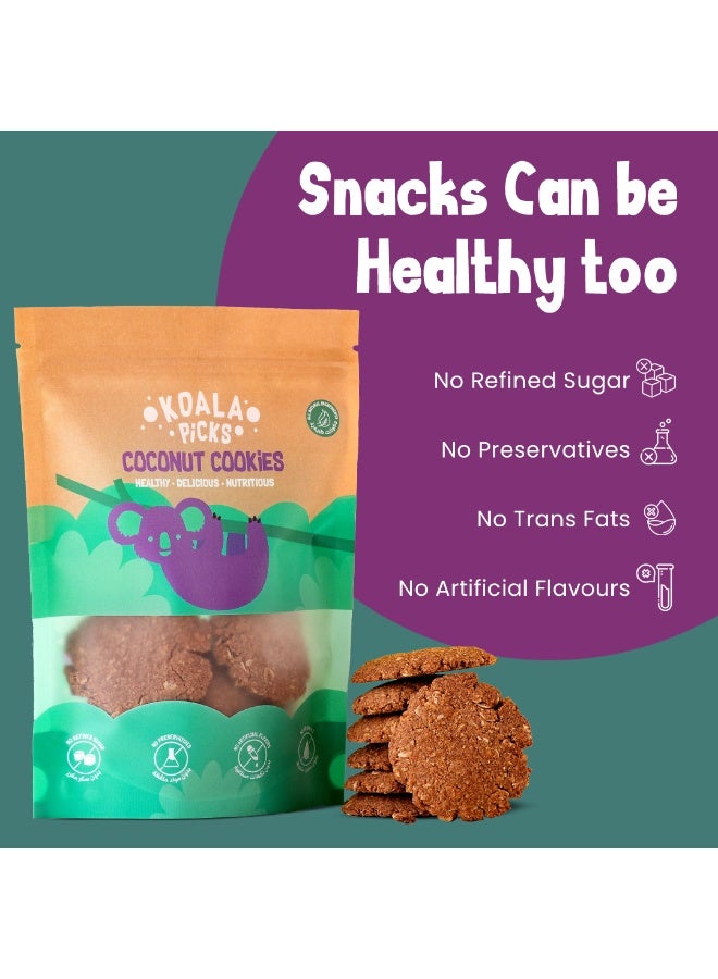Koala Picks 6pcs Coconut Cookies – Healthy Snack for Kids & Adults – No Preservatives – Made with Coconut, Oats & Date Powder – 3 Packs of 2 Cookies – Nutritious Biscuits for Lunchbox - Image 2
