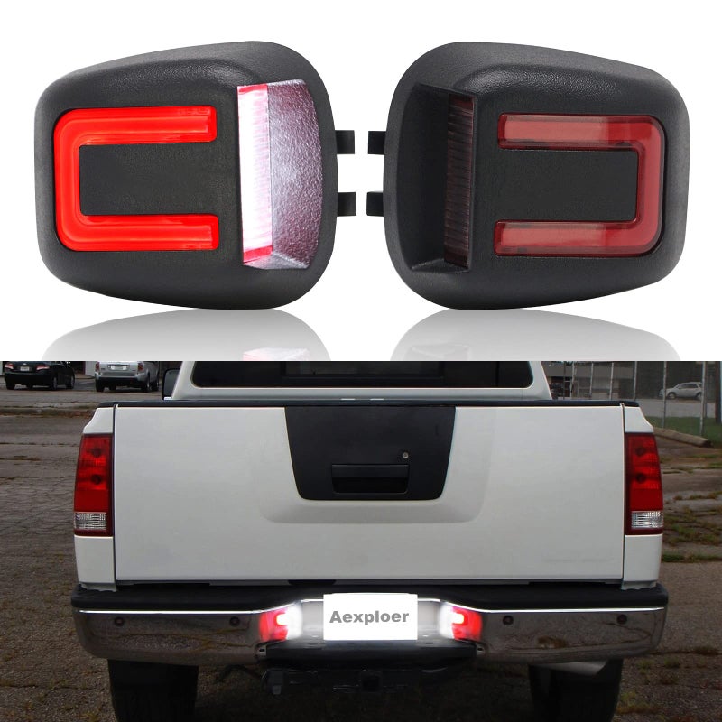 Aexploer LED License Plate Lights Tag Lights Compatible with Frontier 2007-2019,for Titan/Xterra 2007-2015,for Armada 2008-2015,for Equator 2009-2012 18 SMD 6500K White Red LED Tag Lights
