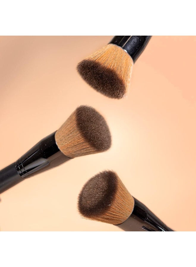 1pc Round Head Foundation Makeup Brush & Blush Brush & Powder, Soft And Multifunctional Fiber For Daily Makeup-black hand - Image 2