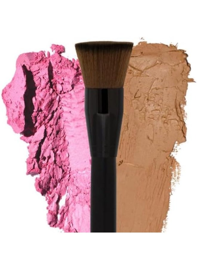 1pc Round Head Foundation Makeup Brush & Blush Brush & Powder, Soft And Multifunctional Fiber For Daily Makeup-black hand - Image 4