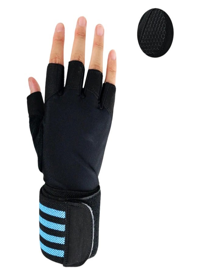 HHADEK Gym Gloves for Men and Women, Weightlifting Gloves with Padded Palm, Fingerless Design for Maximum Grip, Bodybuilding & Fitness Training, Wrist Support Straps for Injury Prevention (Blue, XL) - Image 5