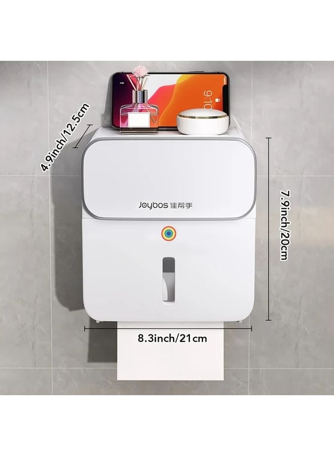 White Wall Mounted Tissue Holder With Viewing Window Easy Install Space Saving Home Organization - Image 4