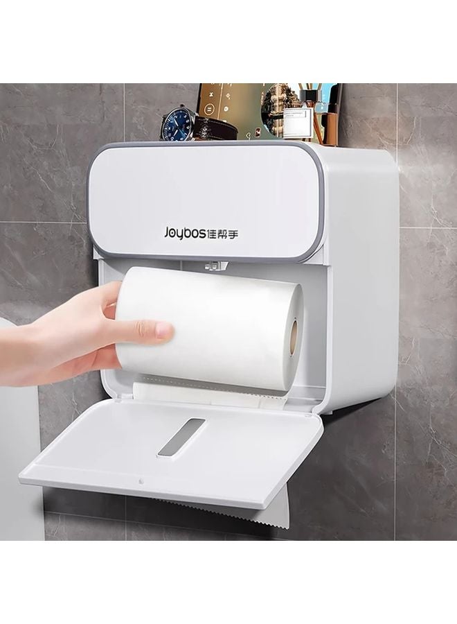 White Wall Mounted Tissue Holder With Viewing Window Easy Install Space Saving Home Organization - Image 2