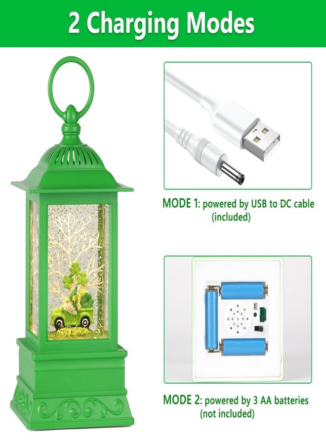 Eyrosa St Patricks Day Snow Globe Decorations, St Patricks Day Lighted Glitter Shamrock Gnome Truck Snowglobe Lantern - Image 4