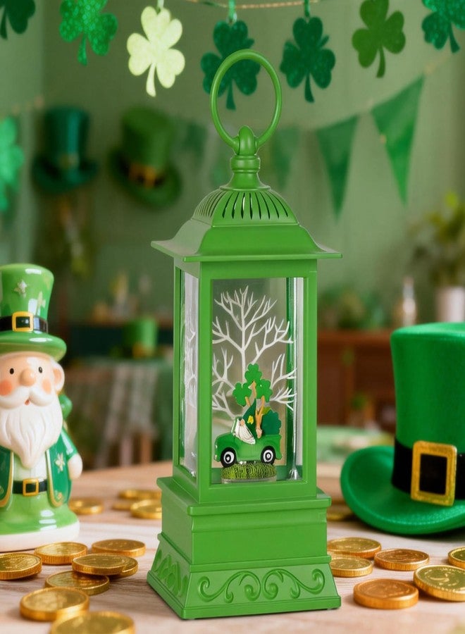 Eyrosa St Patricks Day Snow Globe Decorations, St Patricks Day Lighted Glitter Shamrock Gnome Truck Snowglobe Lantern - Image 3