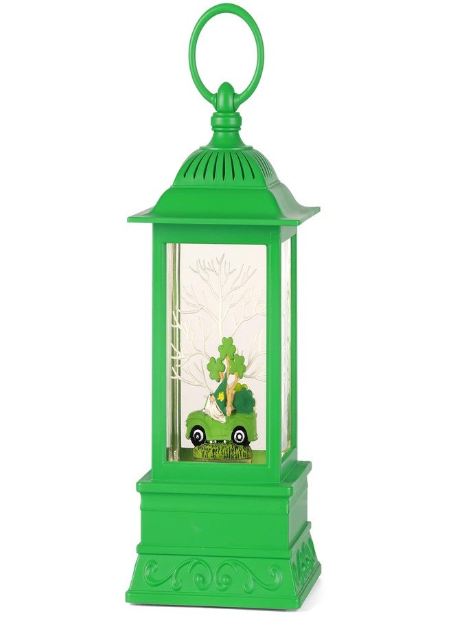 Eyrosa St Patricks Day Snow Globe Decorations, St Patricks Day Lighted Glitter Shamrock Gnome Truck Snowglobe Lantern - Image 1