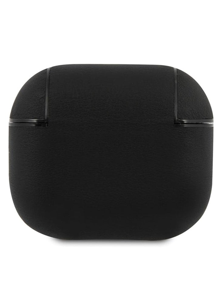 BMW - BMW Signature Collection PC Genuine Leather Case with Metal Logo Silver for Airpods 3 - Black - Image 1