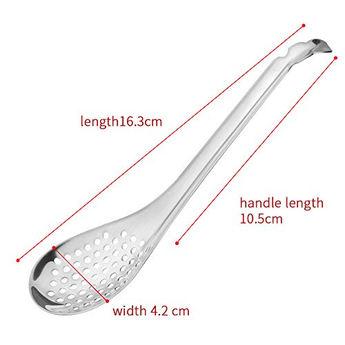 LINALL Spherification Spoon - Set of 2 Stainless Steel Spherification Spoon Molecular Mixologist Slotted Bar Spoon Kitchen - KICW0071 (Silver) - Image 2