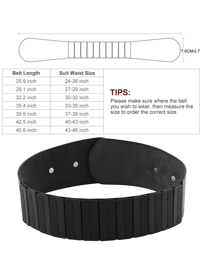 SOLARAE Women's Fashion Vintage Wide Elastic Stretch Waist Belt, With Interlock Buckle Belt - Image 5