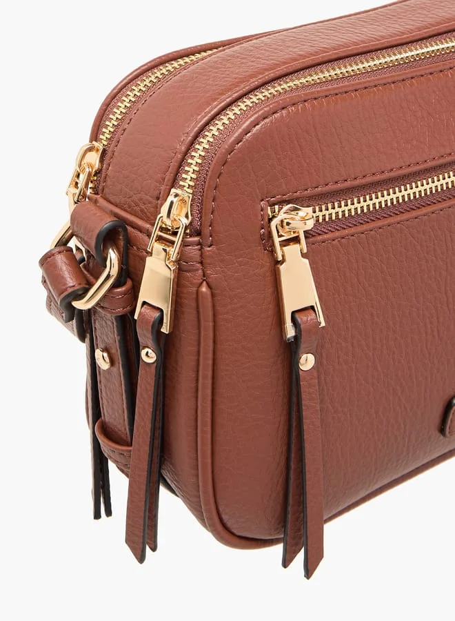 سيليست Women Textured Crossbody Bag with Zip Closure and Adjustable Strap