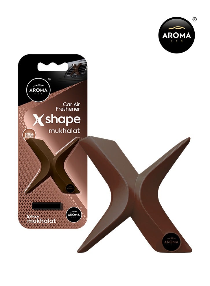 Aroma AROMA Car Air Freshener X Shape Mukhallat – Premium Long-Lasting Fragrance Vent Clip for Cars, Sleek Brown Design, Easy to Install, Ideal for Eliminating Odors and Creating a Luxurious In-Car Ambiance  - Image 1