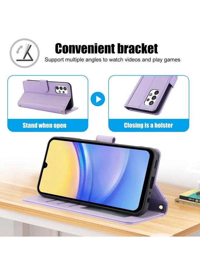 S-TOP Case For Samsung Galaxy A52 / A52s Skin Feel Pure Color Card Slots Leather Phone Case with Dual Lanyard - Image 3