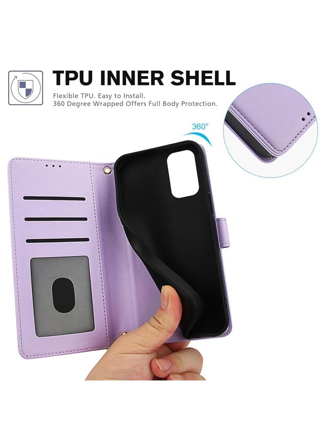 S-TOP Case For Samsung Galaxy A52 / A52s Skin Feel Pure Color Card Slots Leather Phone Case with Dual Lanyard - Image 4