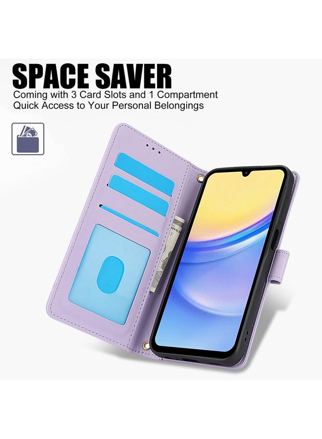 S-TOP Case For Samsung Galaxy A52 / A52s Skin Feel Pure Color Card Slots Leather Phone Case with Dual Lanyard - Image 2