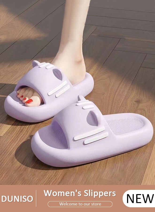 DUNISO شباشب للنساء، صندل منزلق سريع الجفاف مع نعل سميك غير قابل للانزلاق، شباشب استحمام ناعمة مفتوحة عند الأصابع، صنادل سبا وحمام سباحة وصالة الألعاب الرياضية للداخل والخارج - Image 1