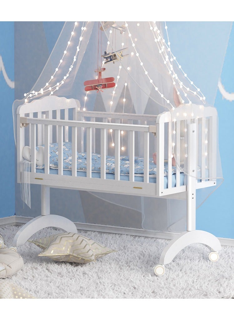 سرير هندول خشبى للاطفال هزاز بتصميم مميز و جديد مع كفرات و ناموسية 90×45سم - Image 1