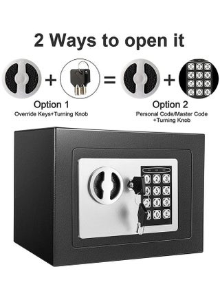 Security Safe, Digital Keypad Safe, Steel Alloy Safe, Store Documents, Cash, Jewelry, Suitable for Home/Office/Hotel (Black) - view 2