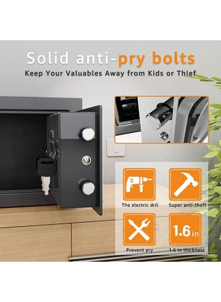 Security Safe, Digital Keypad Safe, Steel Alloy Safe, Store Documents, Cash, Jewelry, Suitable for Home/Office/Hotel (Black) - view 5