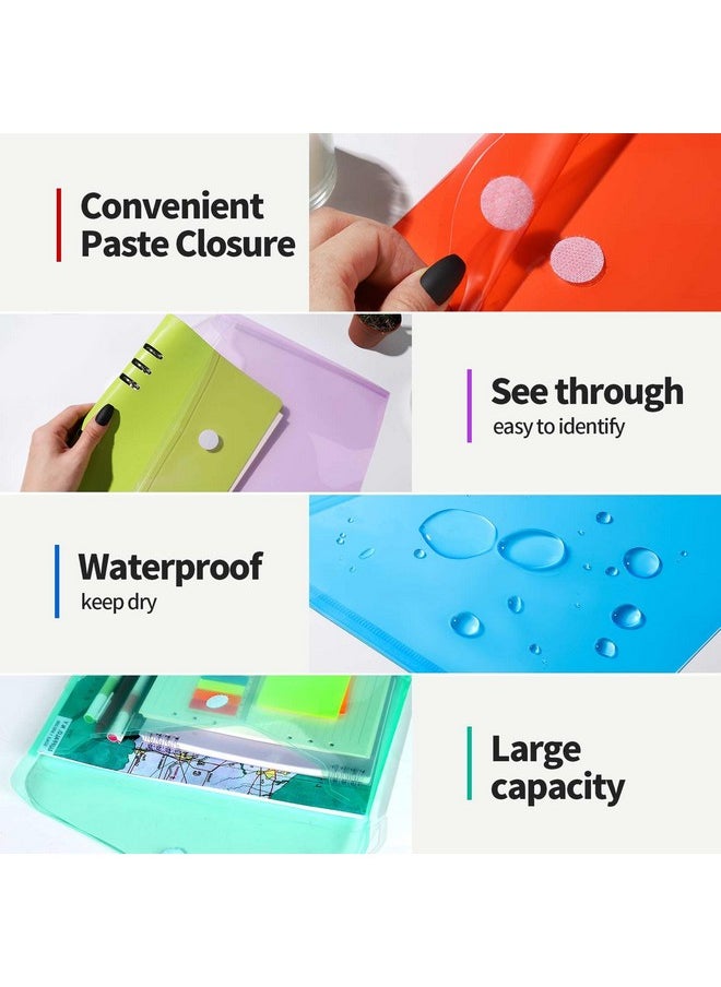 LEOBRO - Plastic File Folders For Documents, 6 Pcs Plastic Envelopes, Clear Plastic Folders Plastic Envelopes For Documents, Reusable Clear File Folders Plastic File Bag Poly Filling Envelopes, A4 Size - Image 1