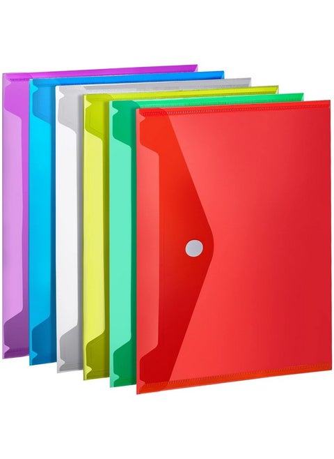 Plastic File Folders For Documents, 6 Pcs Plastic Envelopes, Clear Plastic Folders Plastic Envelopes For Documents, Reusable Clear File Folders Plastic File Bag Poly Filling Envelopes, A4 Size