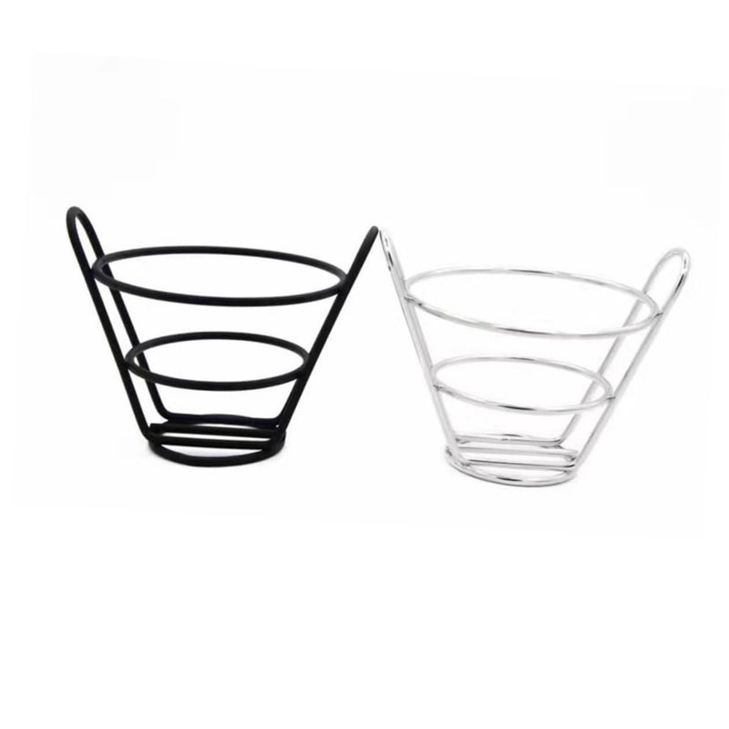 Stainless Steel French Fries Stand Snack Cone Holder Restaurant Service Rack - Image 2