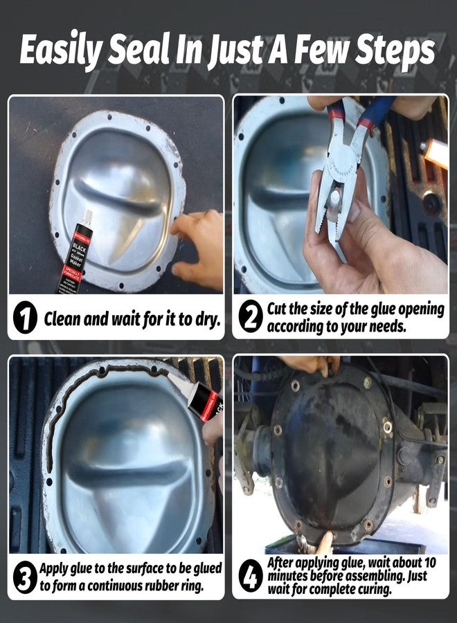 1DFAUL RTV Silicone Gasket Maker, High Temp Silicone Resist Oil, Anti-Freeze RTV Silicone Sealant for Engines, Gearboxes, Pumps, Superchargers (Black, 170g) - Image 5