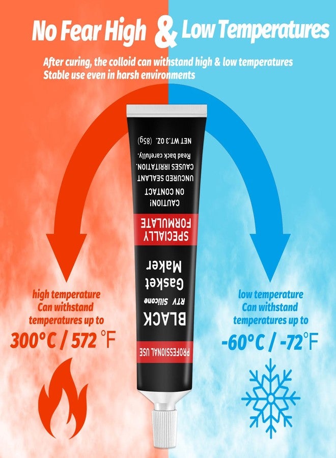 1DFAUL RTV Silicone Gasket Maker, High Temp Silicone Resist Oil, Anti-Freeze RTV Silicone Sealant for Engines, Gearboxes, Pumps, Superchargers (Black, 170g) - Image 4