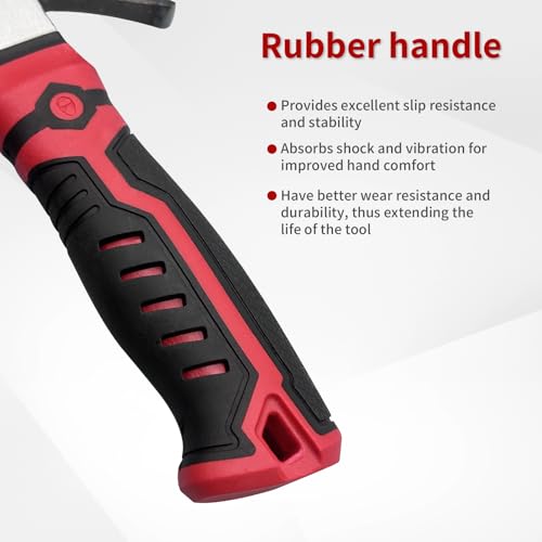 HOUSERAN Small Hammer12oz, Small Hammer Tool, Claw Hammers, Small Hammer for Picture Hanging, Martillos De Construccion, Small Hammer for Women, Suitable for Family, Camping, Stakes, DIY, Red x Black - Image 4