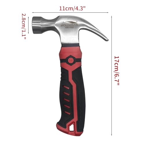 HOUSERAN Small Hammer12oz, Small Hammer Tool, Claw Hammers, Small Hammer for Picture Hanging, Martillos De Construccion, Small Hammer for Women, Suitable for Family, Camping, Stakes, DIY, Red x Black - Image 2