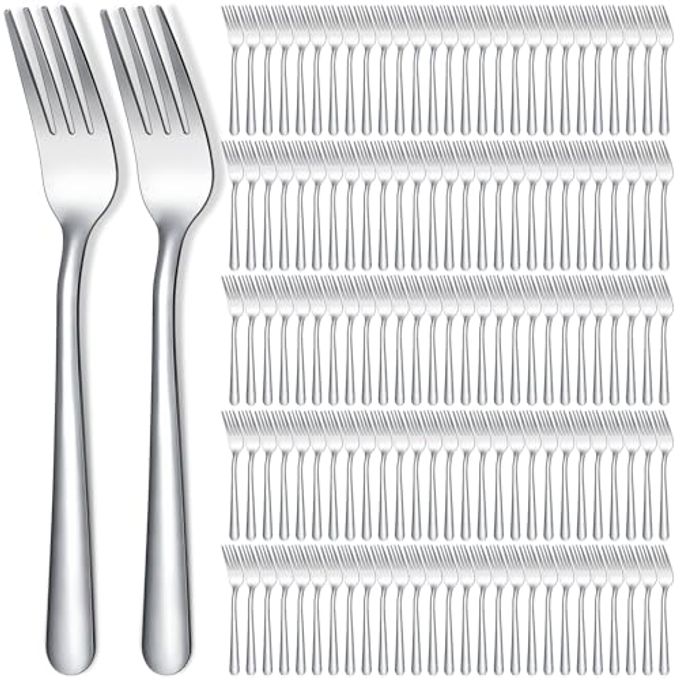 Syhood 300 Pcs Stainless Steel Dinner Forks Set 8 Inch Bulk Metal Forks Restaurant Silverware Mirror Polished Salad Dessert Utensils for Home Hotel Kitchen Event Supplies