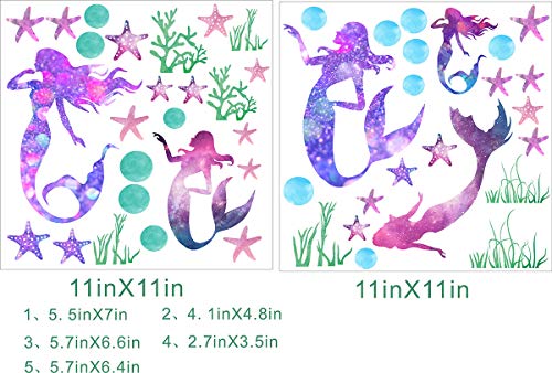 Easu Mermaid Wall Decals Girls Nursery Bedroom Wall Sticker Girls Wall Decals Mermaids Decorative Peel & Stick Wall Decals - Image 5